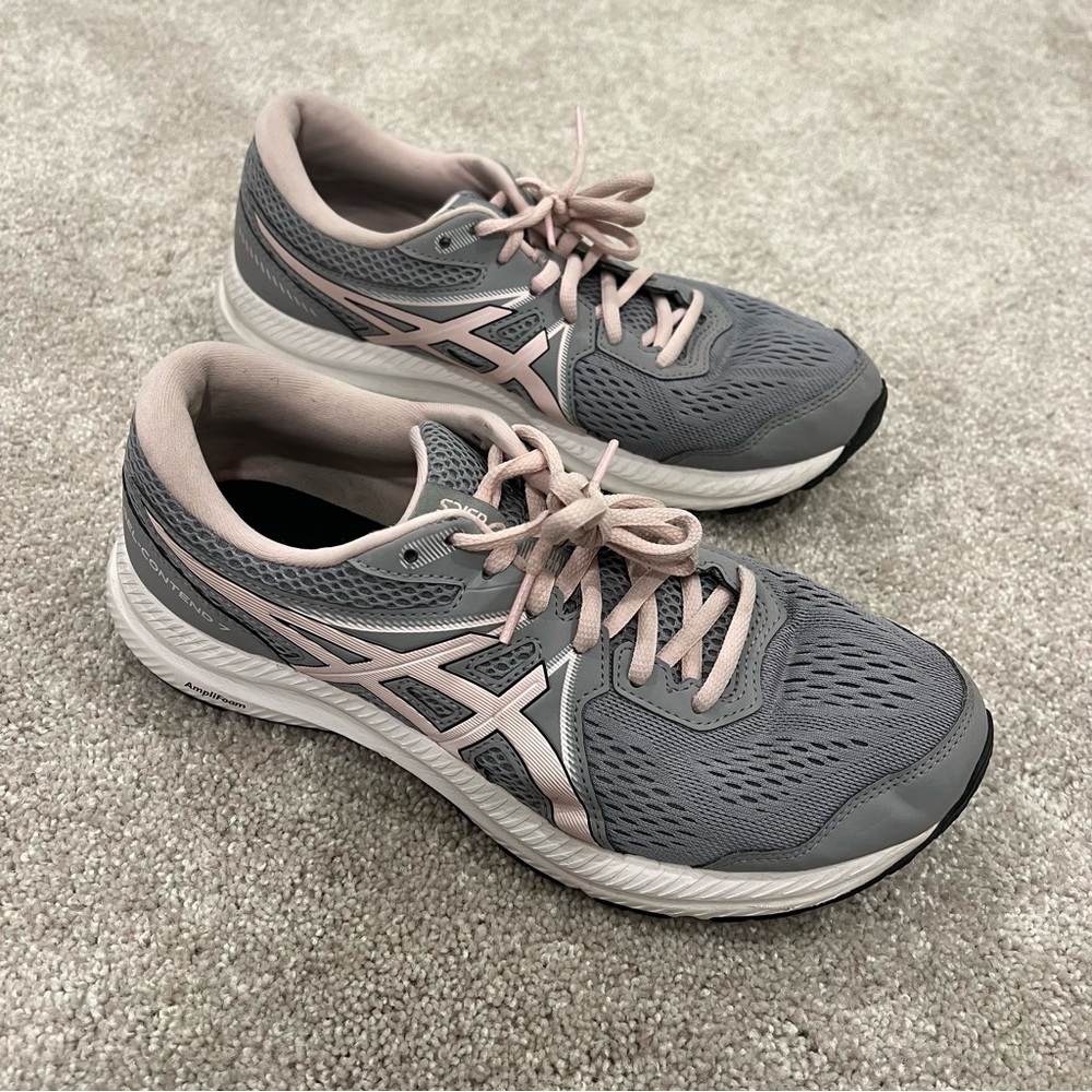 Asics Women's Gel Contend 7 Running Sneaker Grey and Pink Size‎ 9.5